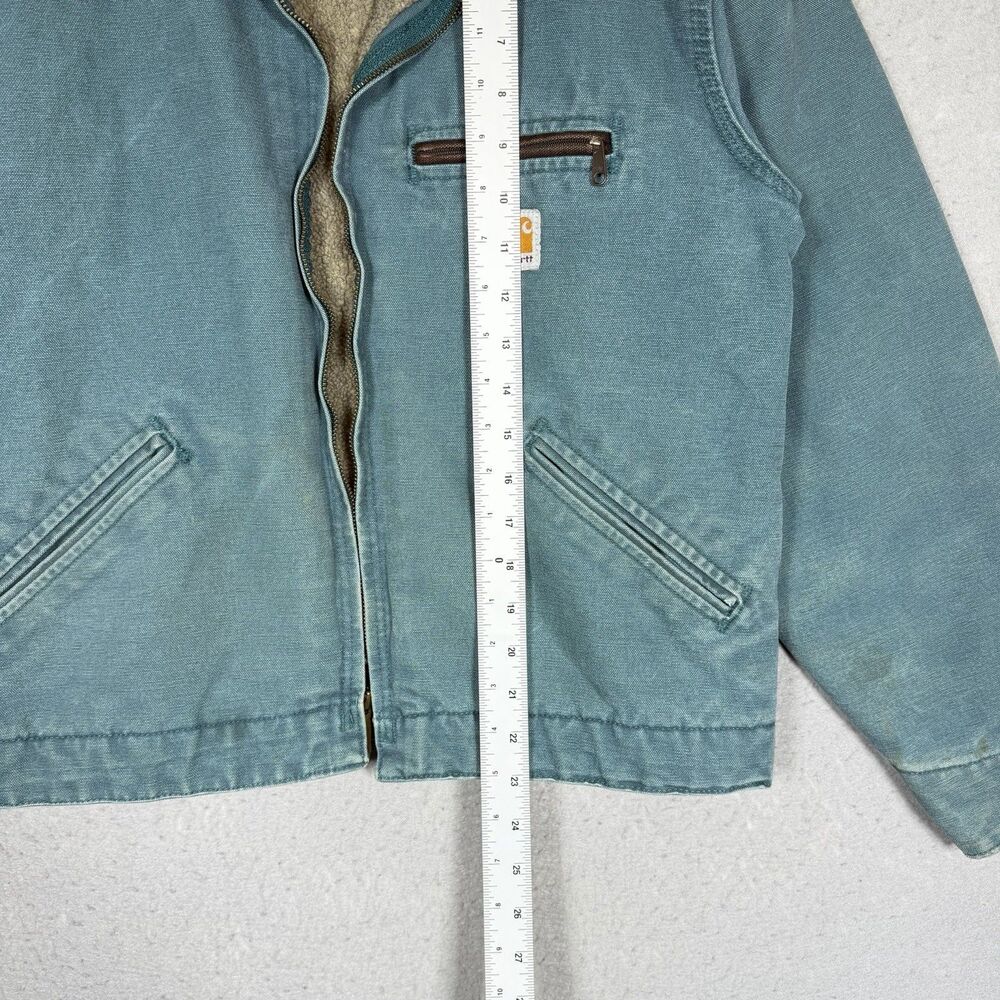 Vintage Carhartt Detroit WJ097 DTL Teal Full Zip Sherpa Jacket Women’s Sz Small - Picture 4 of 15